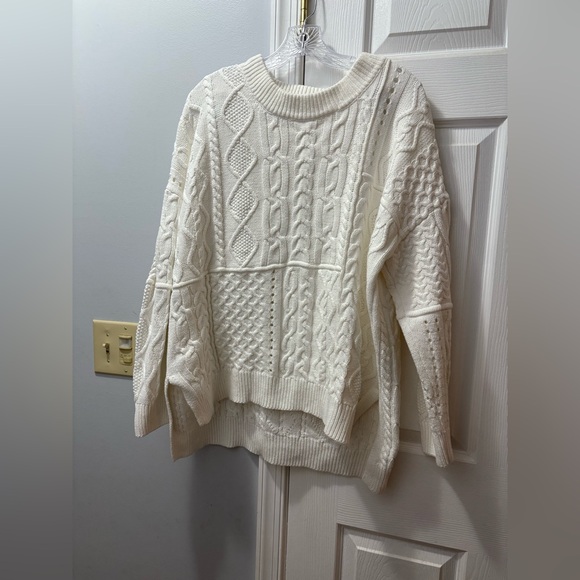 Anthropologie Pilcro Jasmine Cable-Knit Tunic Sweater Size XL Cream - Picture 3 of 6